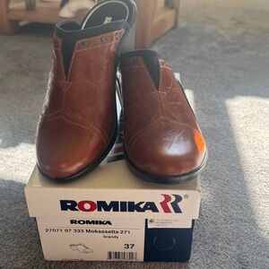 ROMIKA Mokassetta 271 Brandy Leather Comfort Heels Women’s EU 37 US 6.5 - 7